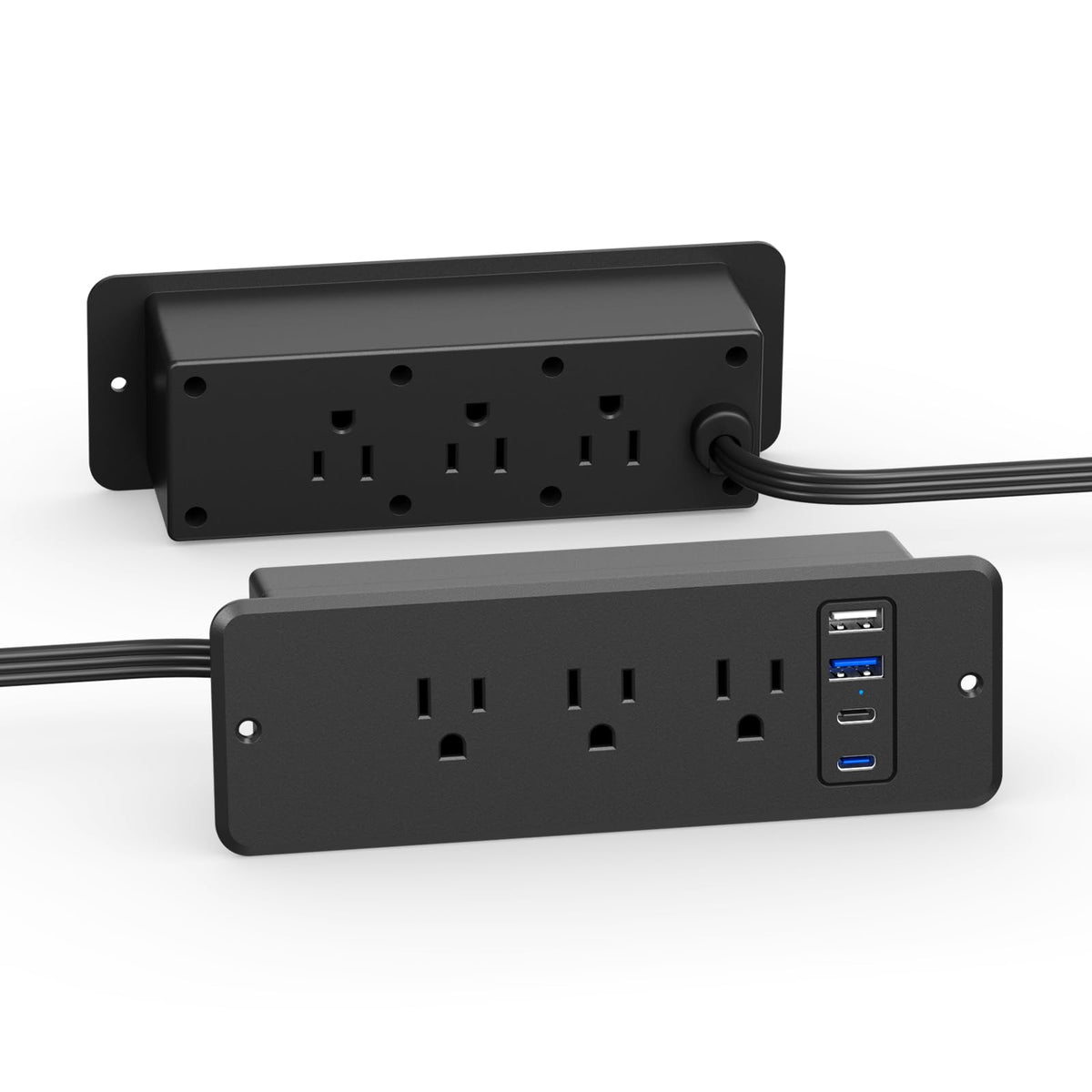 Cccei 6 Outlets Dual Side Recessed Power Strip With 45W Usb C Port, Furniture Flush Mount, Under Desk, Desk Top Multiple Outlet,