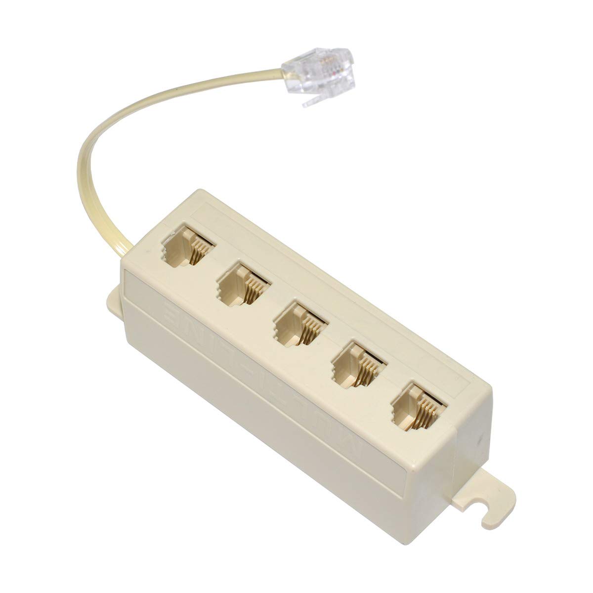 Hdmihome 5 Way Outlet 6P4C Rj11 Rj12 Telephone Phone Modular Jack Line Splitter Adapter Beige 1 In 5 Out