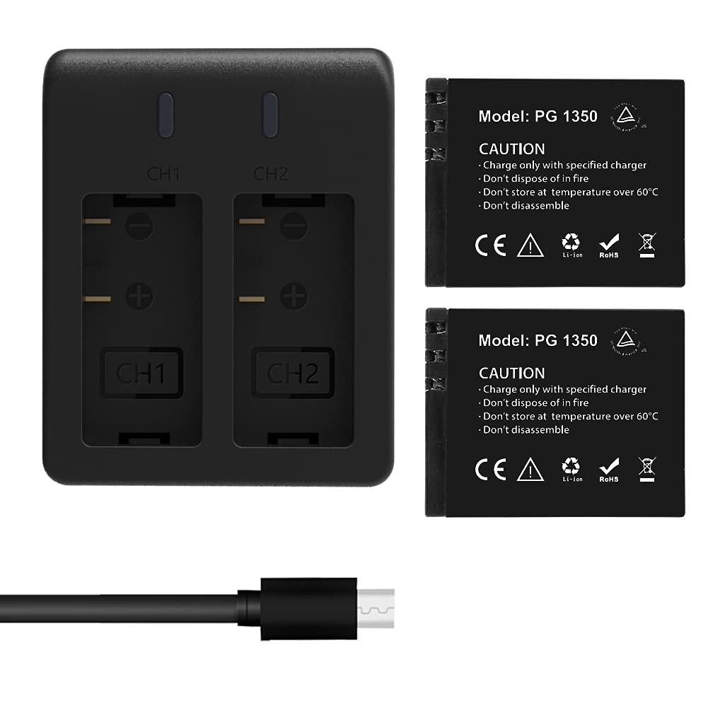 Akaso Brave 7 2 X 1350Mah Rechargeable Action Camera Battery With Usb Dual Charger