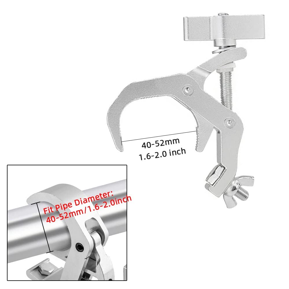 4Pack Stage Light Clamps Hook,440 Lb Load Capacity Aluminum Alloy Truss C Clamp,Fit 1.6 2.0Inch Od Tube For Dj Lighting Projecto