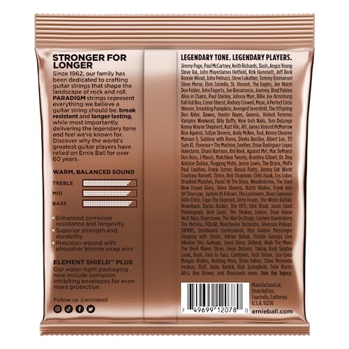 Ernie Ball Paradigm Light Phosphor Bronze Acoustic Guitar Strings, 11 52 Gauge (P02078)