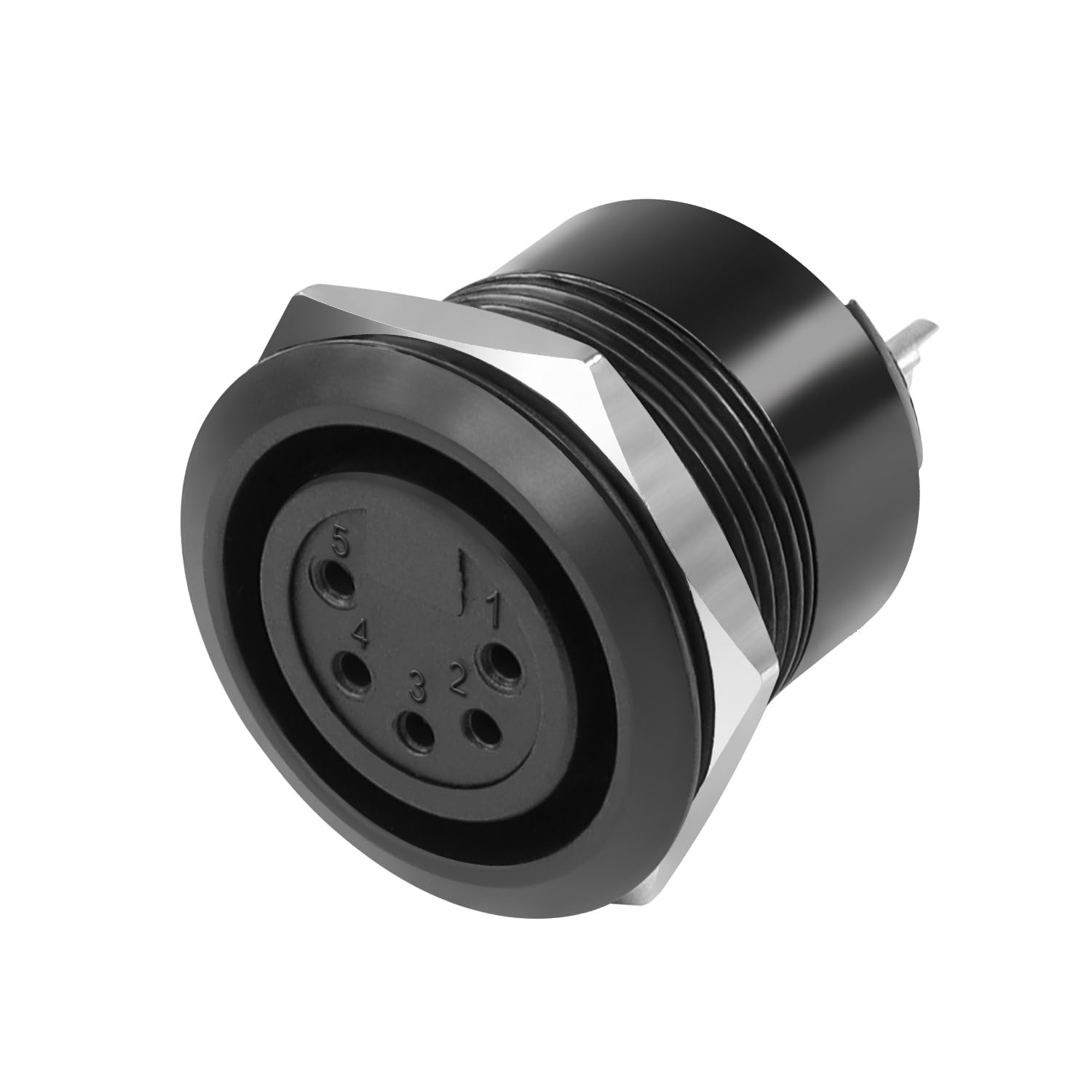 Qianrenon 5 Pin Xlr Jack Threaded Fixing Solder Adapter 5Pin Xlr Female To Solder Terminal Round Connector 5 Pole Xlr Dmx Mount