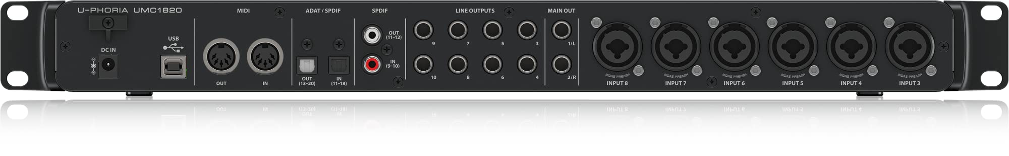 Behringer U-Phoria Umc1820 Audiophile 18X20, 24-Bit/96 Khz Usb Audio/Midi Interface With Midas Mic Preamplifiers