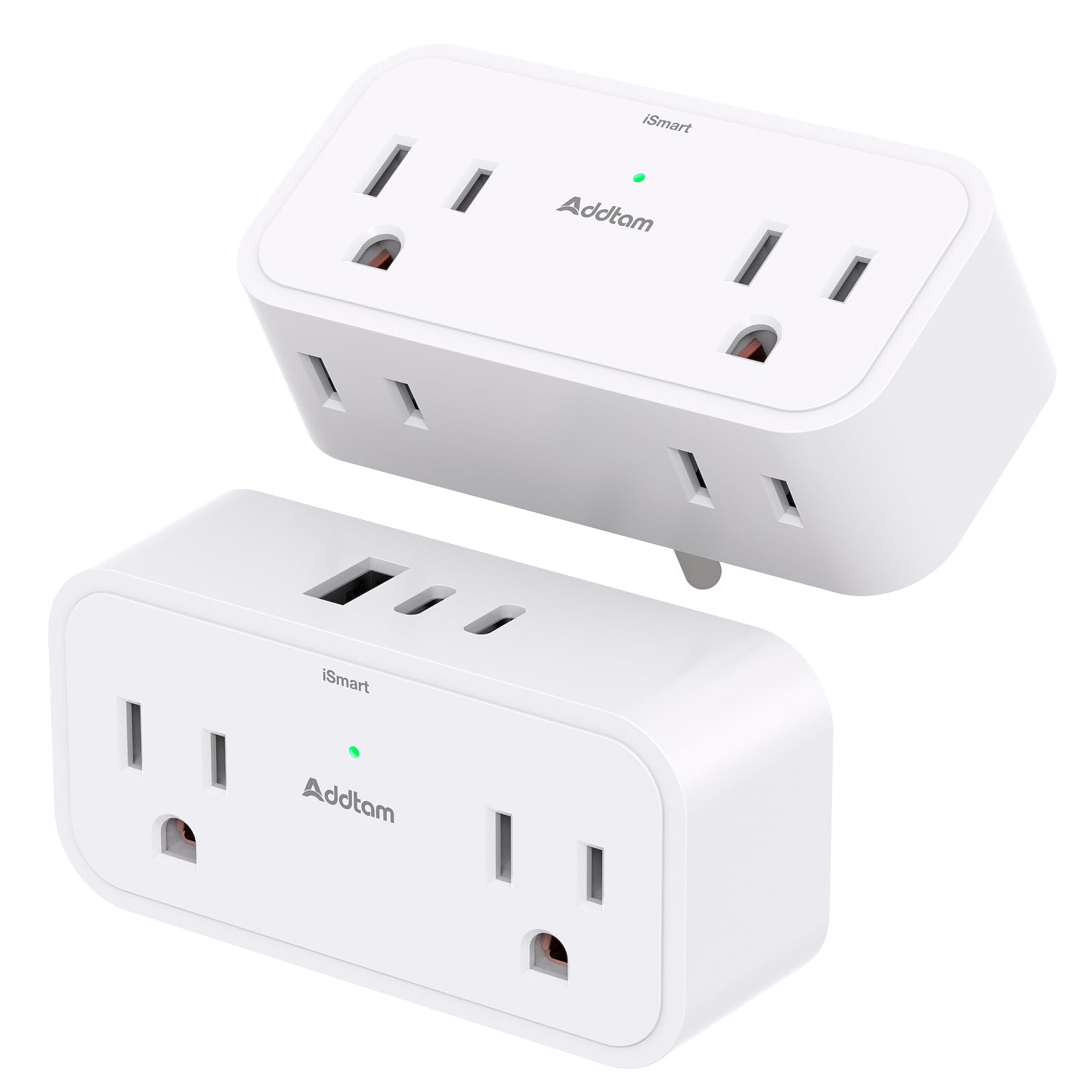 2 Pack Outlet Extender Multi Plug Outlet   Addtam 4 Ac Outlets 3 Usb Wall Charger (2 Usb C), 3 Sided Multiple Plug Adapter No Su