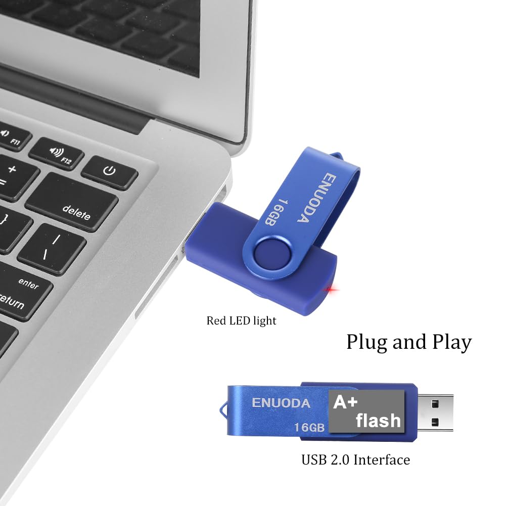 16Gb Usb Flash Drive 2 Pack Enuoda Thumb Drives 16Gb Usb 20 Memory Stick Jump Drive Pen Drive For Storage And Backup (Blue Purpl