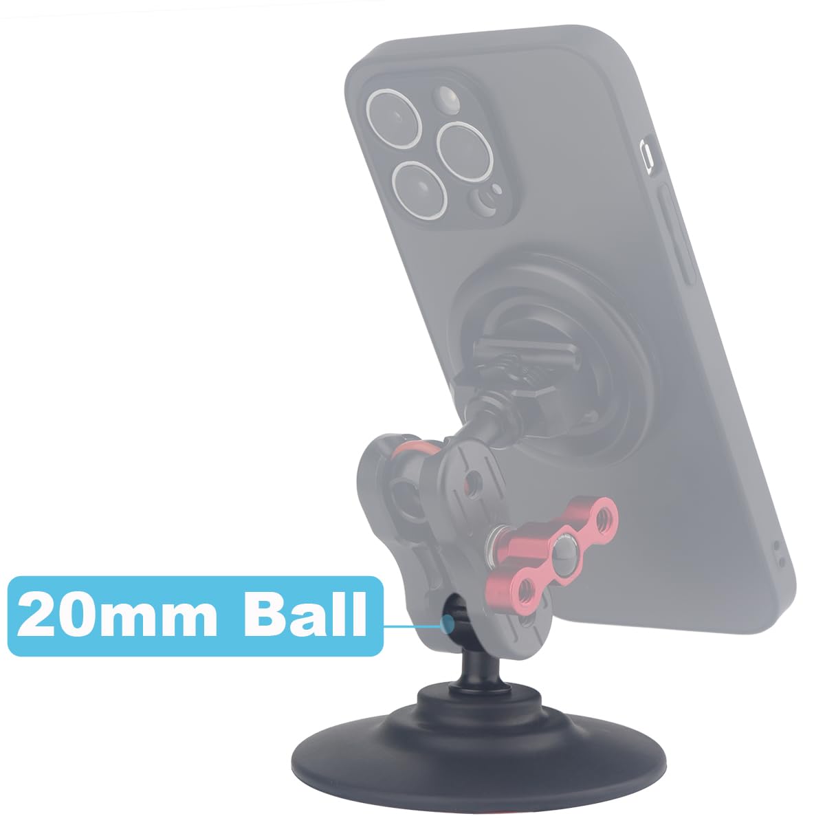 Rigdance Semi-Flexible Adhesive Ball Base With 20Mm Ball Adapter, Compatible With Bulletpoint Mounting Solutions