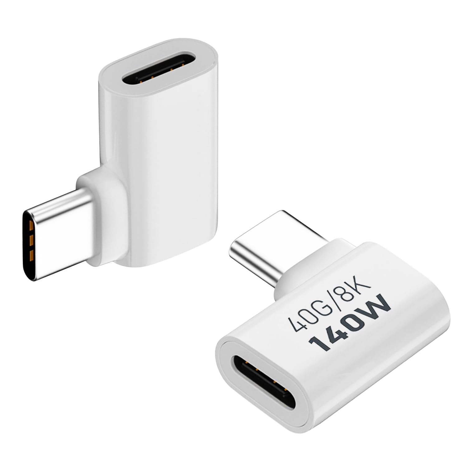 AreMe 2 Pack USB C Male to Female Adapter, 90 Degree Right Angle 140W Type C Extender Adapter for Thunderbolt 4/3, MacBook Pro/A