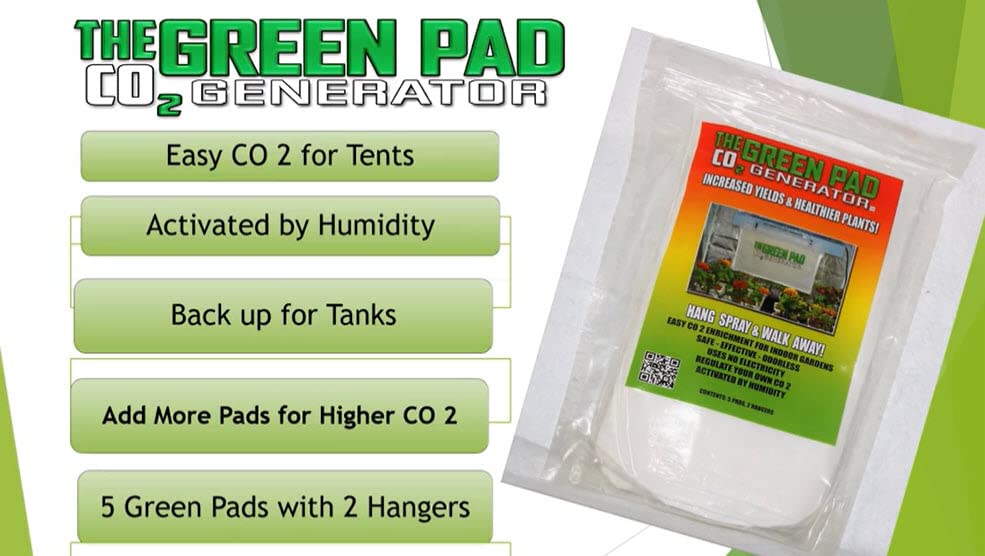 The Green Pad Gp6050 5 Pads Co2 Generator Contains W/2 Hangers