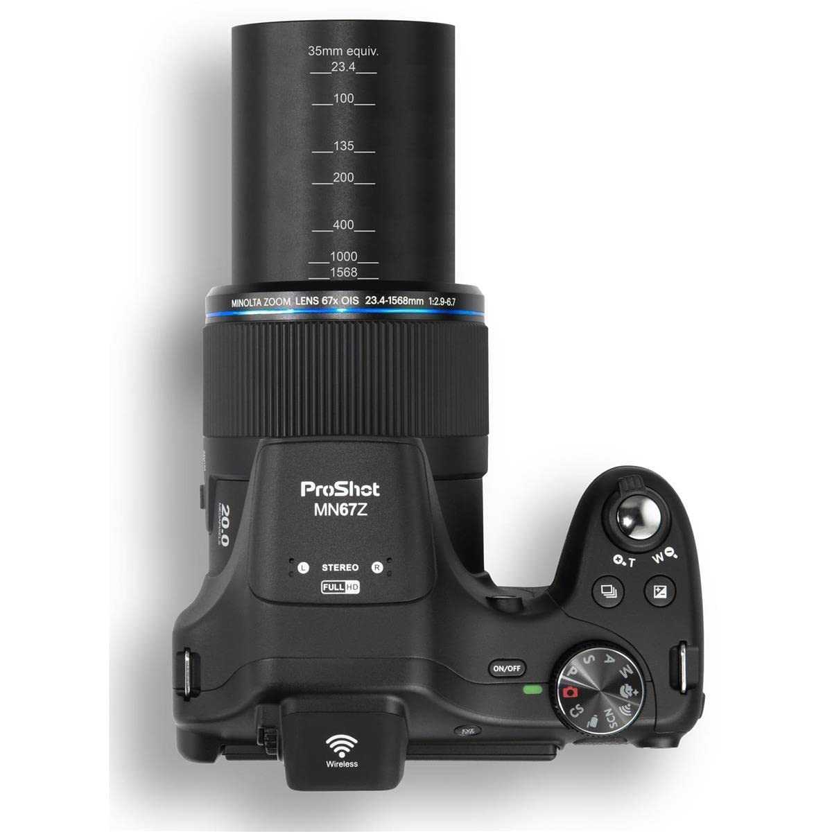 Minolta Pro Shot 20 Mega Pixel HD Digital Camera with 67X Optical Zoom, Full 1080P HD Video & 16GB SD Card, Black