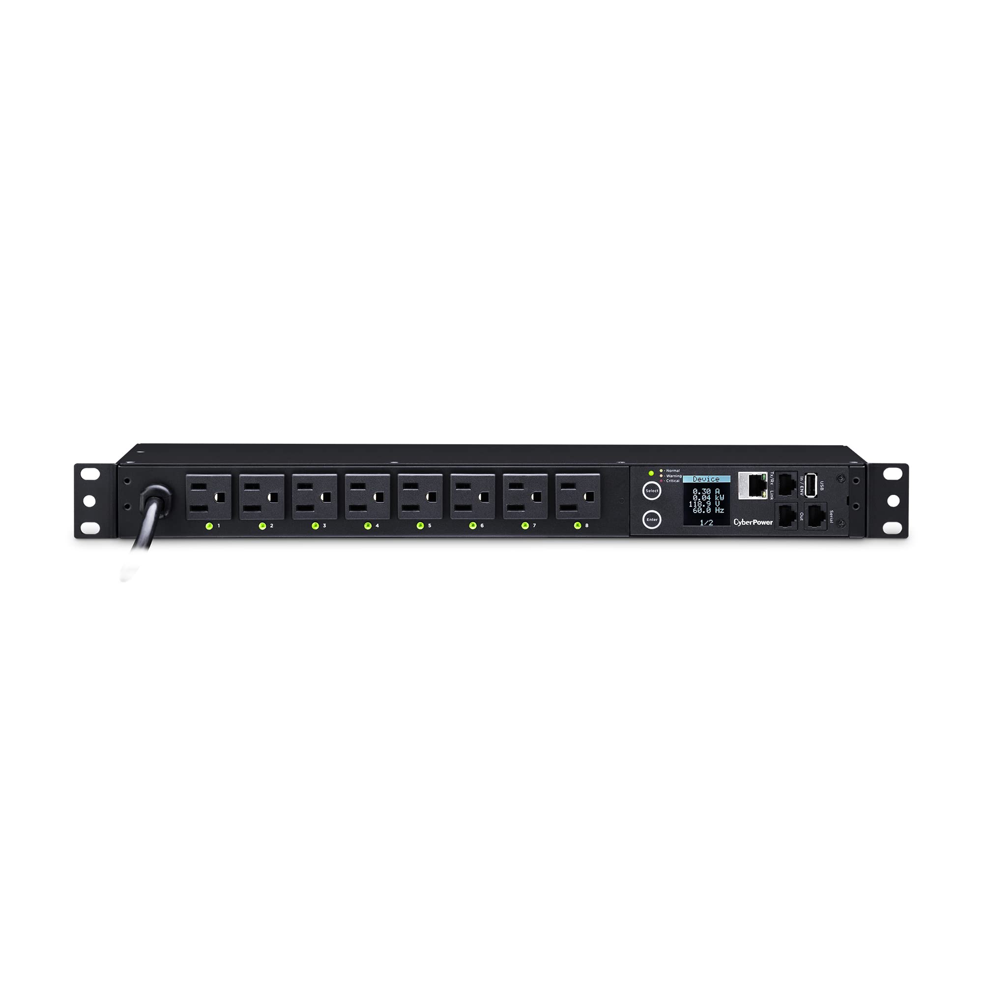 Cyberpower Pdu41001 Switched Pdu, 120V/15A, 8 Outlets, 1U Rackmount