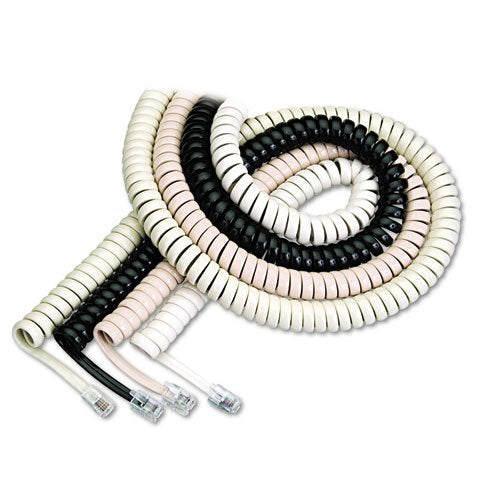 Coiled Phone Cord, Plug/Plug, 25 Ft., Black
