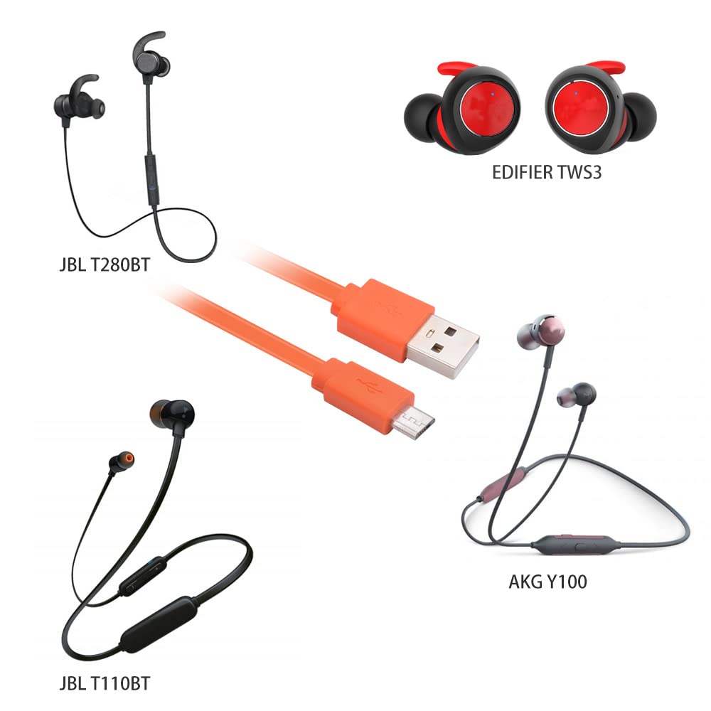 Replacement Charging Power Supply Cable Cord Line For Bose Qc20 Soundlink Beats Powerbeats2 Wireless Studio 2.0 Wireless Headphones Earphones(Orange)