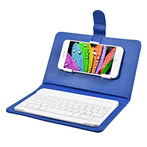 Sanpyl Bluetooth Keyboard For Phone, Mini Portable Bluetooth Keyboard With Flip Protective Cover Foldable Keyboard Case, Suitable For 4.5' 6.8' Smartphone Mobile Phone(Blue)
