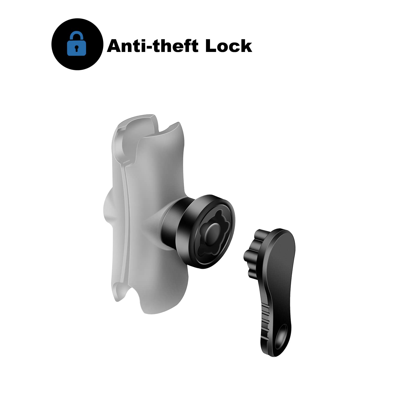 Imestou Anti Theft Lock Security Knob And Key Knob Fit For Ram Double Socket Mounts Or Other Motorcycle/Bike 1'' Ball Stem Phone