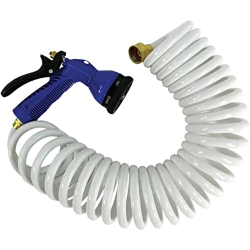 White Coiled Hose W/Noz 15' White,WBHDWB001F0IVQY