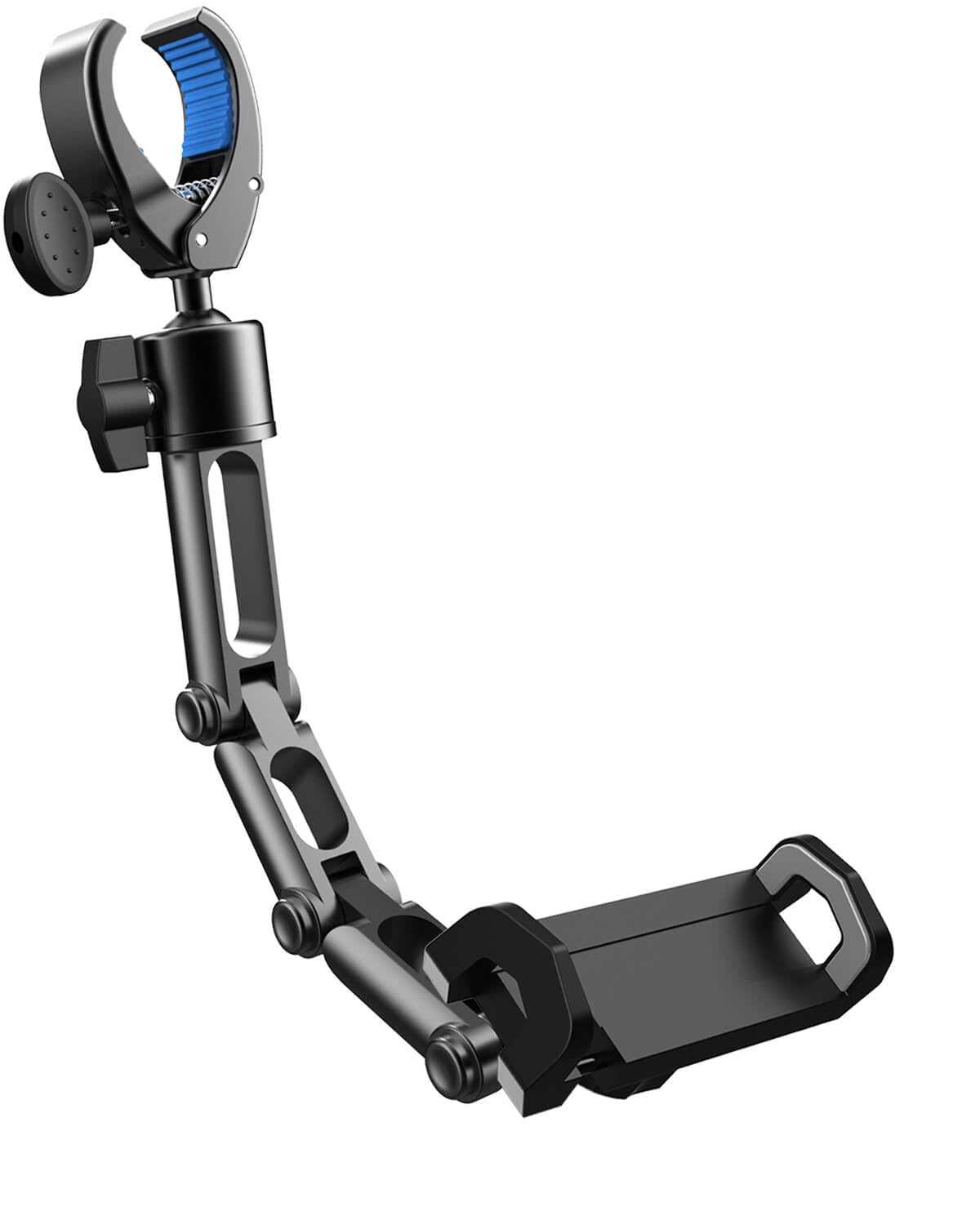 Quyee Rear View Mirror Phone Holder Mount For Car, Aluminum Multi-Directional Metal Arms And 360-Degree Rotatable Retractable, A