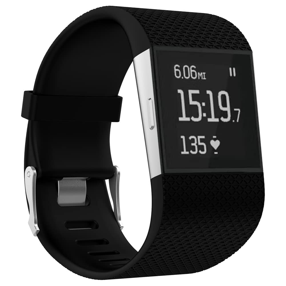 Replacement Bands For Fitbit Surge Watch, Silicone Compatible Metal Buckle Fitness Tracker Original Wristband Strap Small&Large