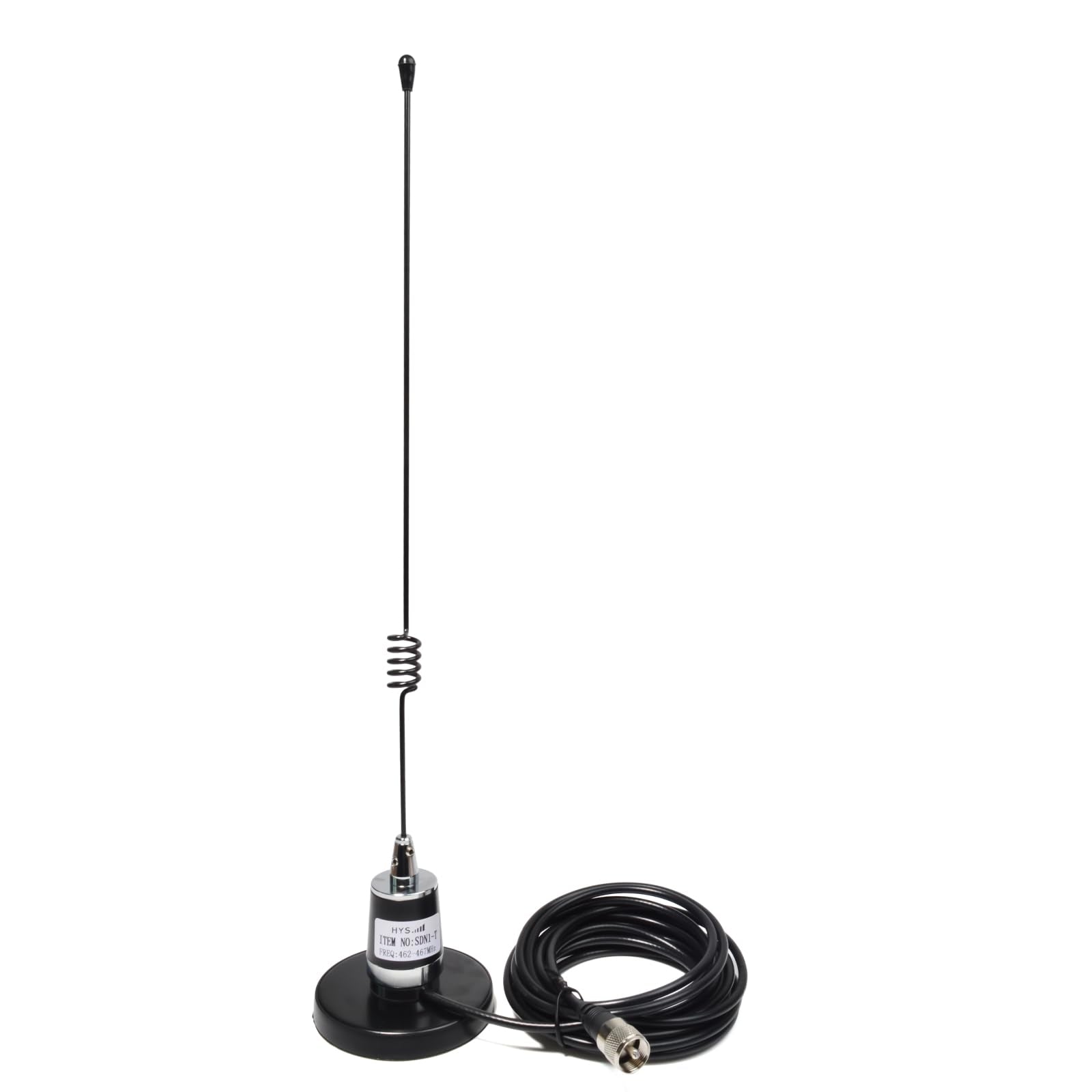 Hys 462 467 Mhz Uhf Pre Tuned Nmo Amateur Gmrs 17.7Inchs Whip Antenna With Heavy Duty Nmo Magnet Mount With Rubber Boot, 3.54Inc