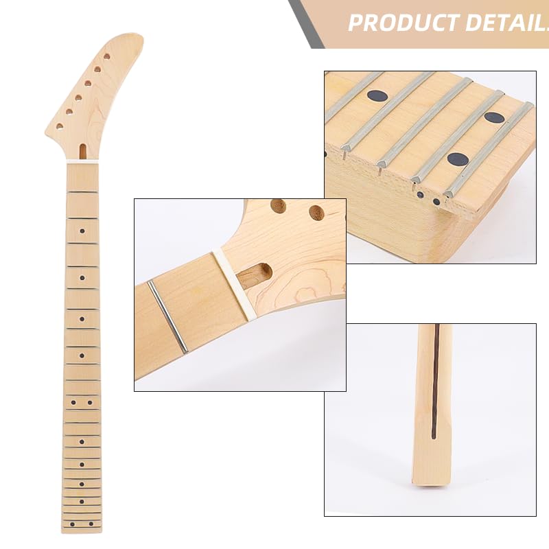 Banana Head Guitar Neck 24 Fret 25.5 Inch Maple Fretboard Bolt On For Electric Guitar Parts Replacement,14 Fretboard Radius