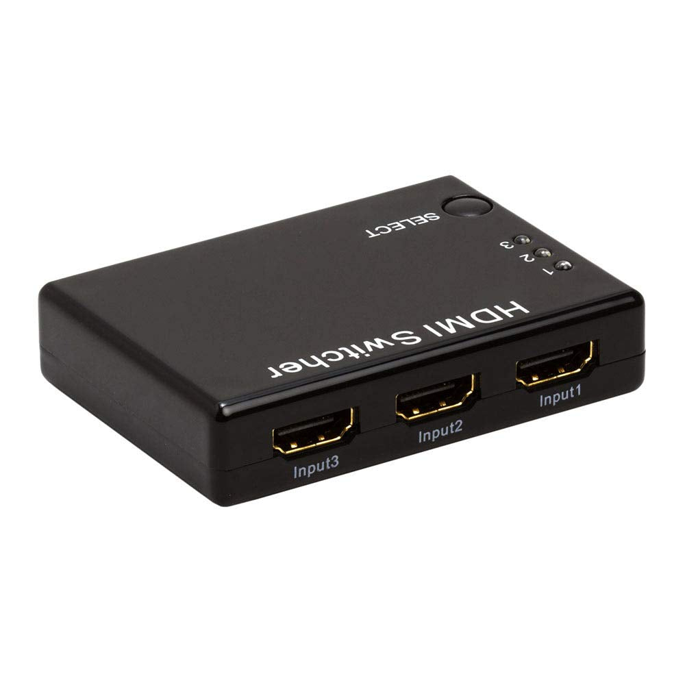 Cmple - 3 Port High Speed Hdmi Switch 3-In-1 Out (3X1), 3D, Full Hd 4K @30Hz With Remote, Ir Extender Receiver