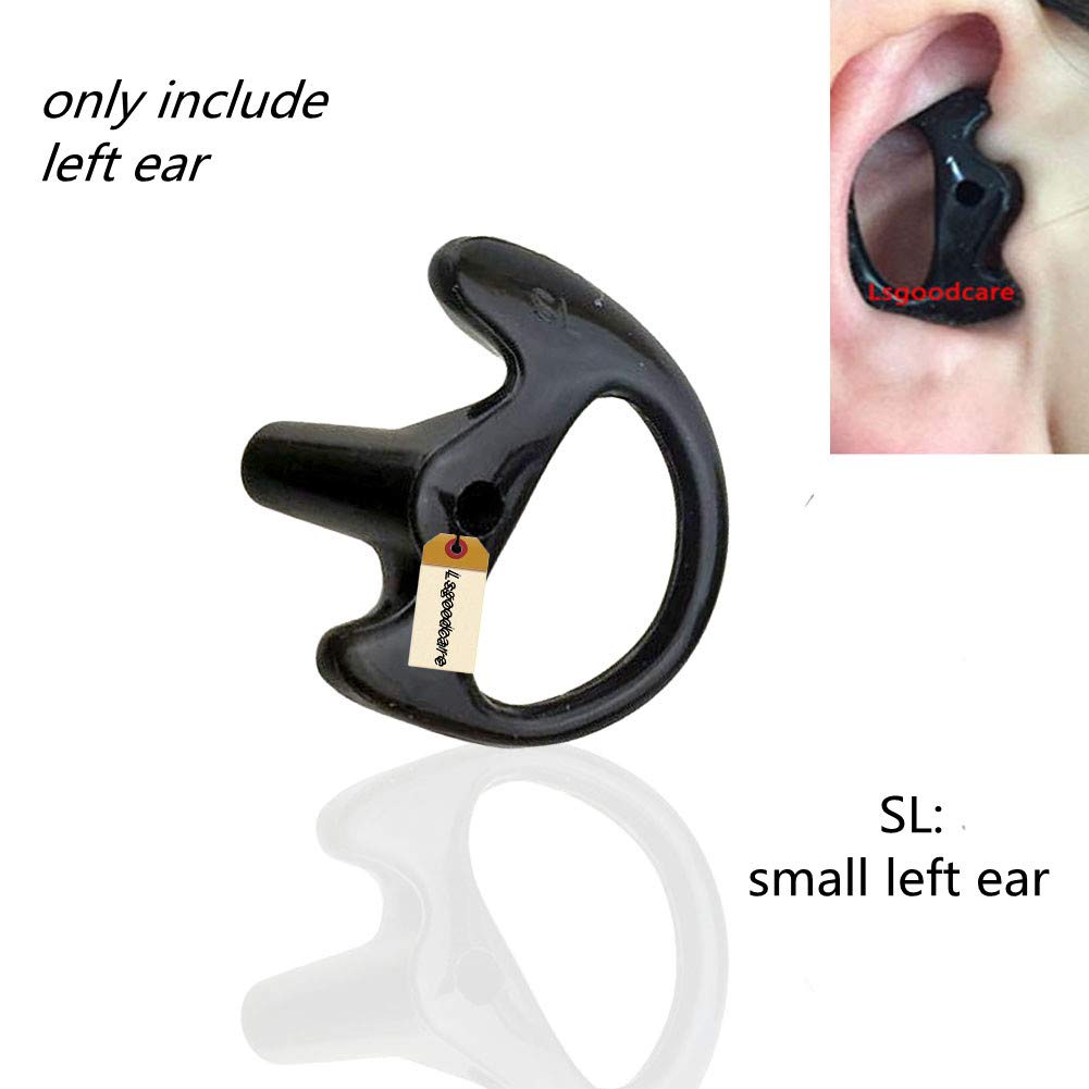 Lsgoodcare 10Pcs Replacement Earmold Earbud Left Ear Piece Compatible For Motorola Kenwood Midland Two Way Radio Acoustic Coil Tube Earpiece   Silicone Walkie Talkie Earmould Ear Buds Black Small