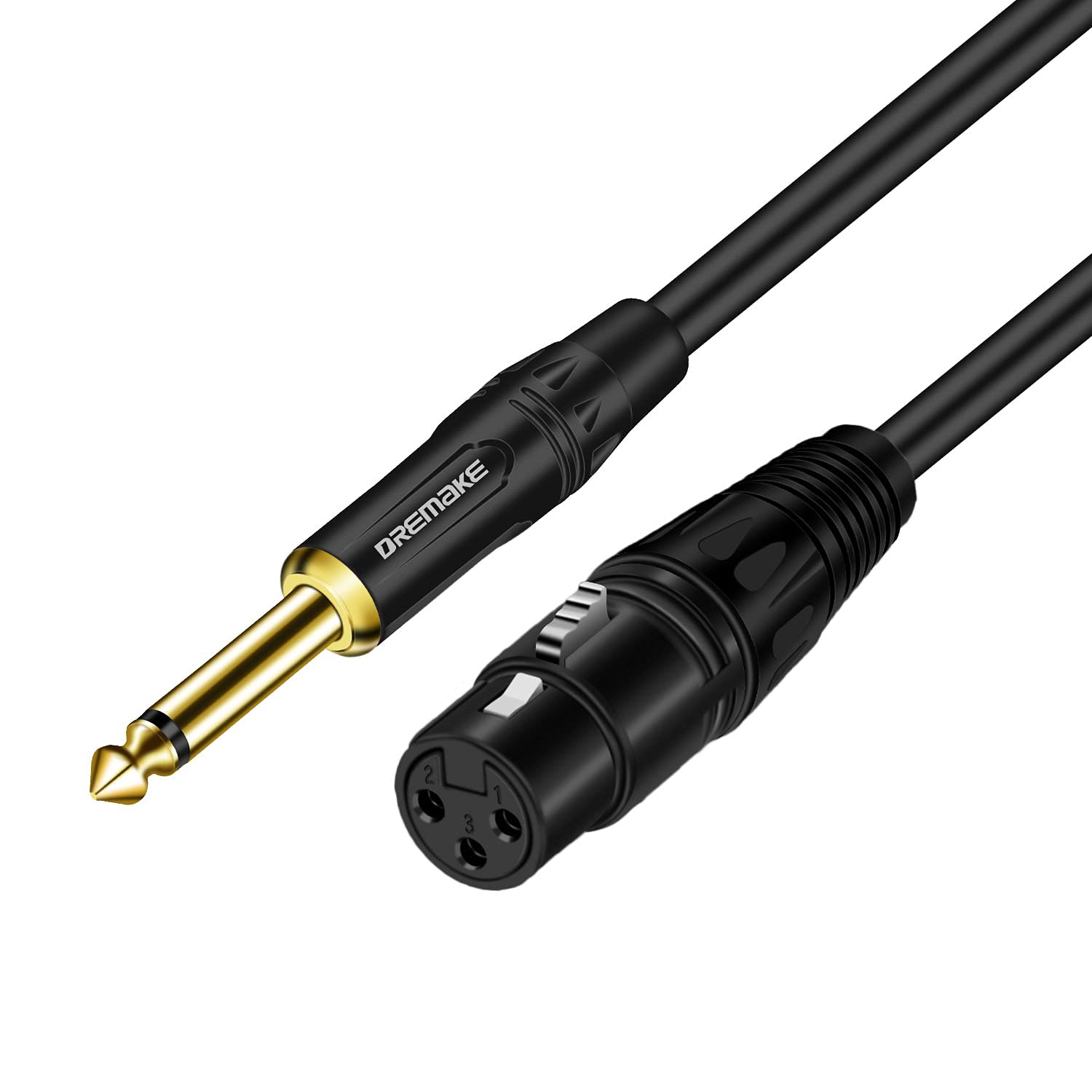 Dremake 15Ft Xlr To Ts 6.35Mm (1/4 Inch) Mic Cable, Xlr 3Pin To Quarter Inch Audio Cord, Mono 6.35Mm 1/4 Inch Ts Male To Xlr Fem