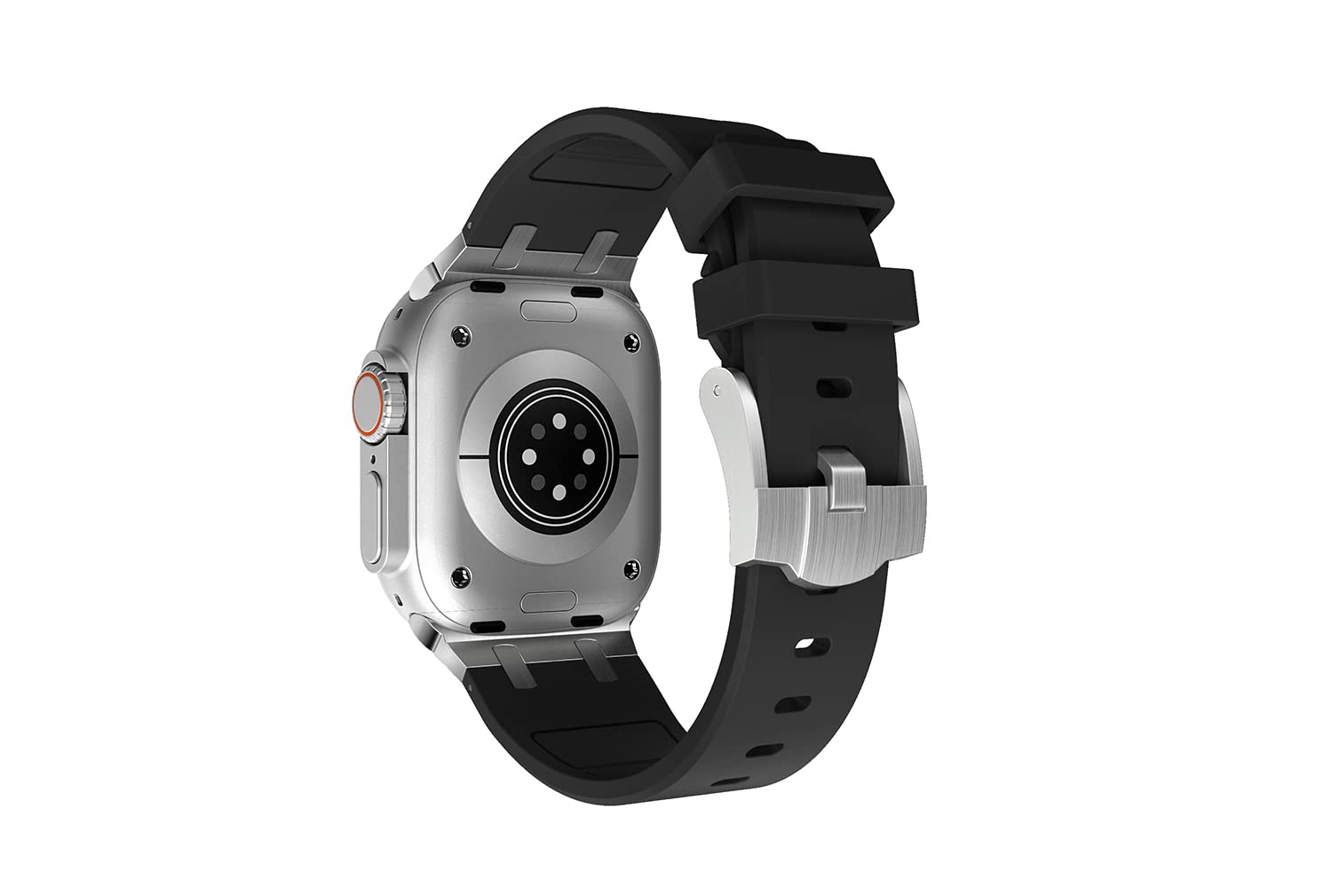 Compatible With Apple Watch Ultra 2 Band Men Sport, Silicone Strap & Stainless Steel Buckle For Iphone Watch, Fit Iwatch Bands Ultra Series 10 9 8 7 6 5 4 3 2 1 Se, 49/46/45/44/42Mm, Silver+Black