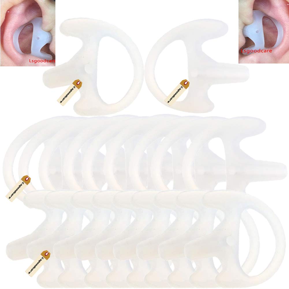 Lsgoodcare 20Pcs Replacement Earmold Earbud (Left And Right Ear) For Two Way Radio Acoustic Coil Tube Earpiece, Walkie Talkie Earmould Ear Buds White Medium, Soft Silicone Ear Pieces