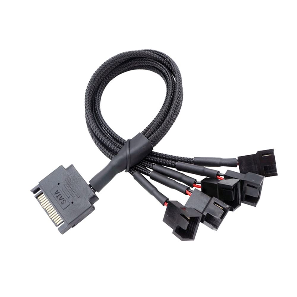 YiKaiEn SATA to 3 Pin / 4 Pin Fan Adapter, 15 Pin SATA to 12V PC Case Fan Splitter Extension Power Cable Adapter 10.6 27cm (1 to