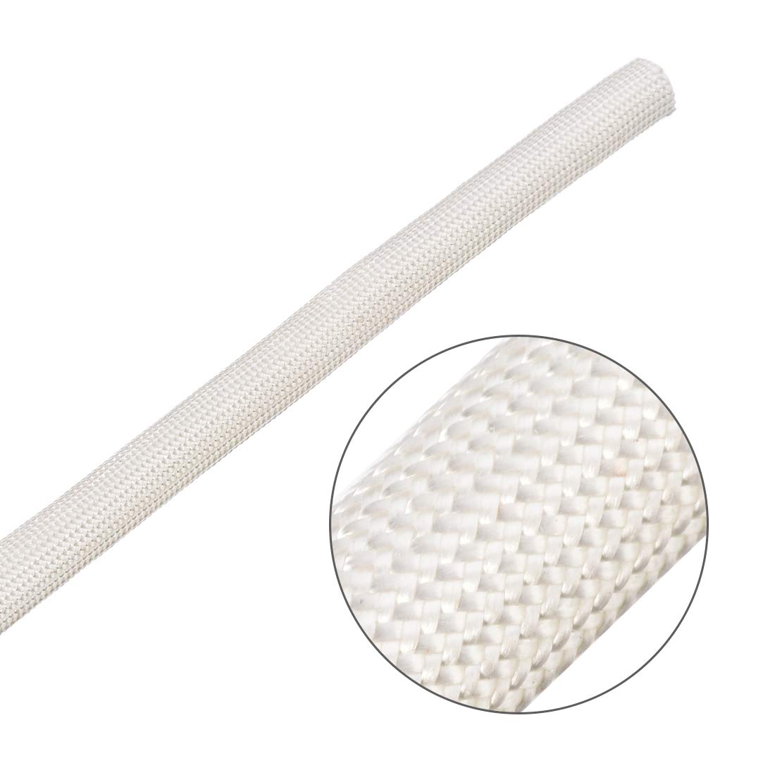 Uxcell Insulation Braid Sleeving, 9.8Ft 8Mm High Temp Fiberglass Sleeve White