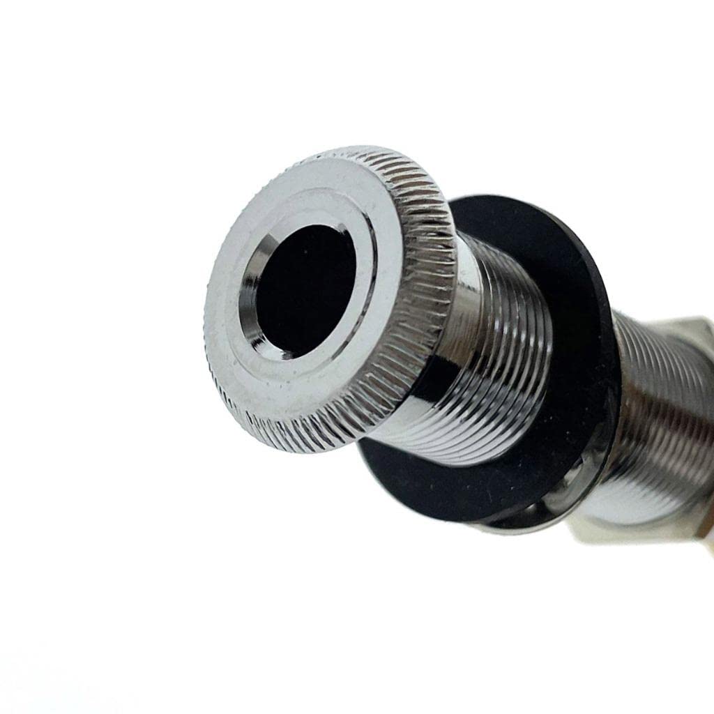 Kaish 6.35Mm Brass Mono Guitar Bass Barrel Jack Socket Cylinder Input Output Jack With 3 Pins Chrome