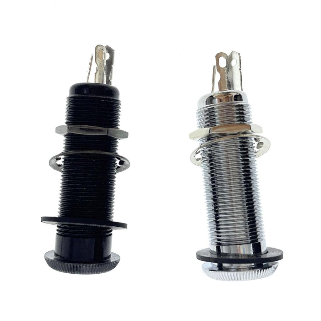 Kaish 6.35Mm Brass Mono Guitar Bass Barrel Jack Socket Cylinder Input Output Jack With 3 Pins Black