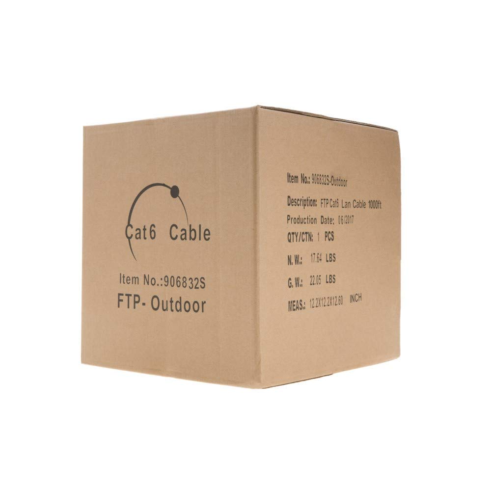 Cables Direct Online Cat6 1000Ft Outdoor Weatherproof 23 Awg 550Mhz Cable Ftp Wire Solid Direct Burial Uv (1000Ft, Ftp (Shielded