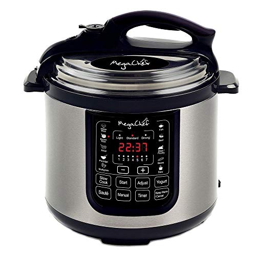 Megachef Mcpr120A 8 Quart Digital Pressure Cooker With 13 Pre Set Multi Function Features, Stainless Steel