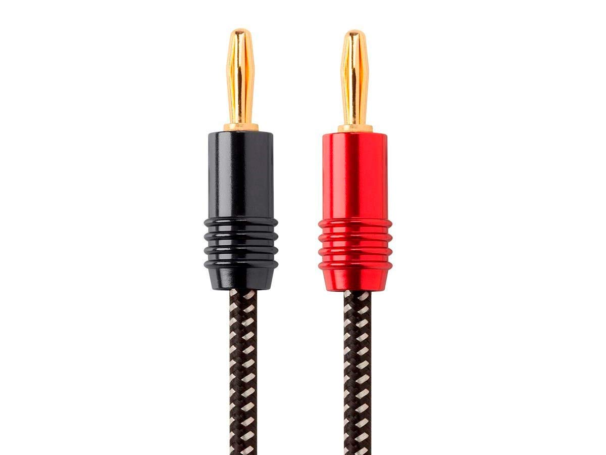 Monoprice Premium Braided Speaker Wire 14AWG - With Gold Plated Banana Plug Connectors - Affinity Series, 1 Pack, 15 Feet Black