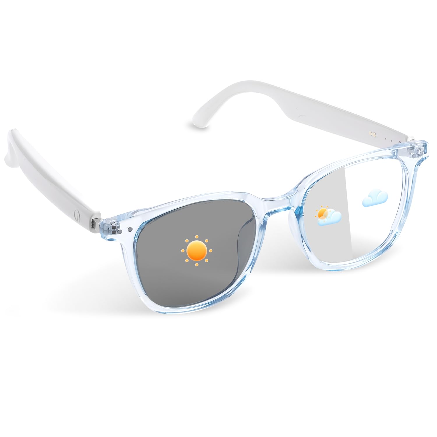 HAIXINDA Bluetooth Glasses, Photochromic Lenses, Open-Ear Speakers, Touch Control, Hands-Free Calls & Music, Smart Glasses for O