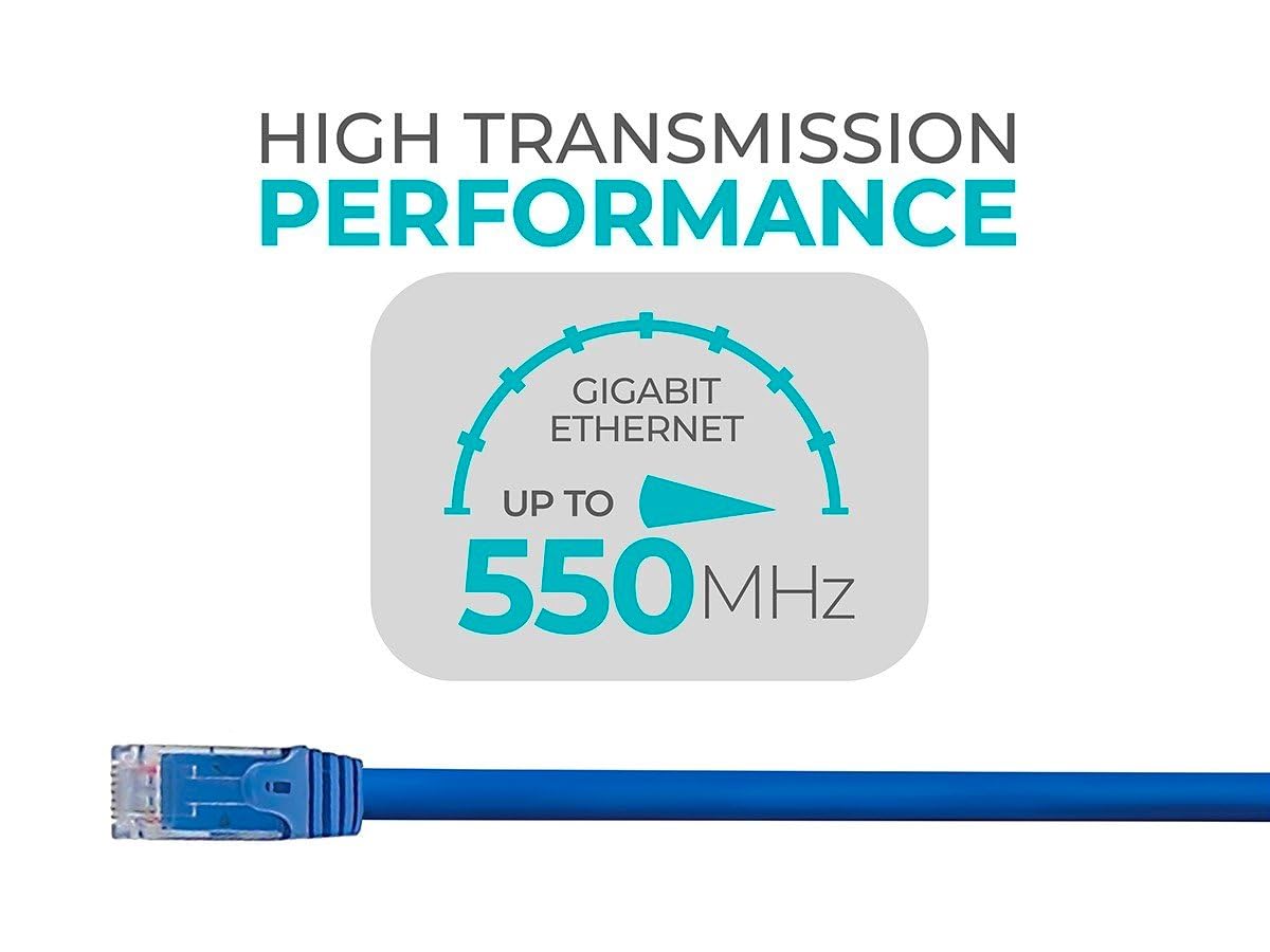 Monoprice Cat6 14Ft Blue Patch Cable Utp 24Awg 550Mhz Pure Bare Copper Snagless Rj45 Flexboot Series Ethernet Cable