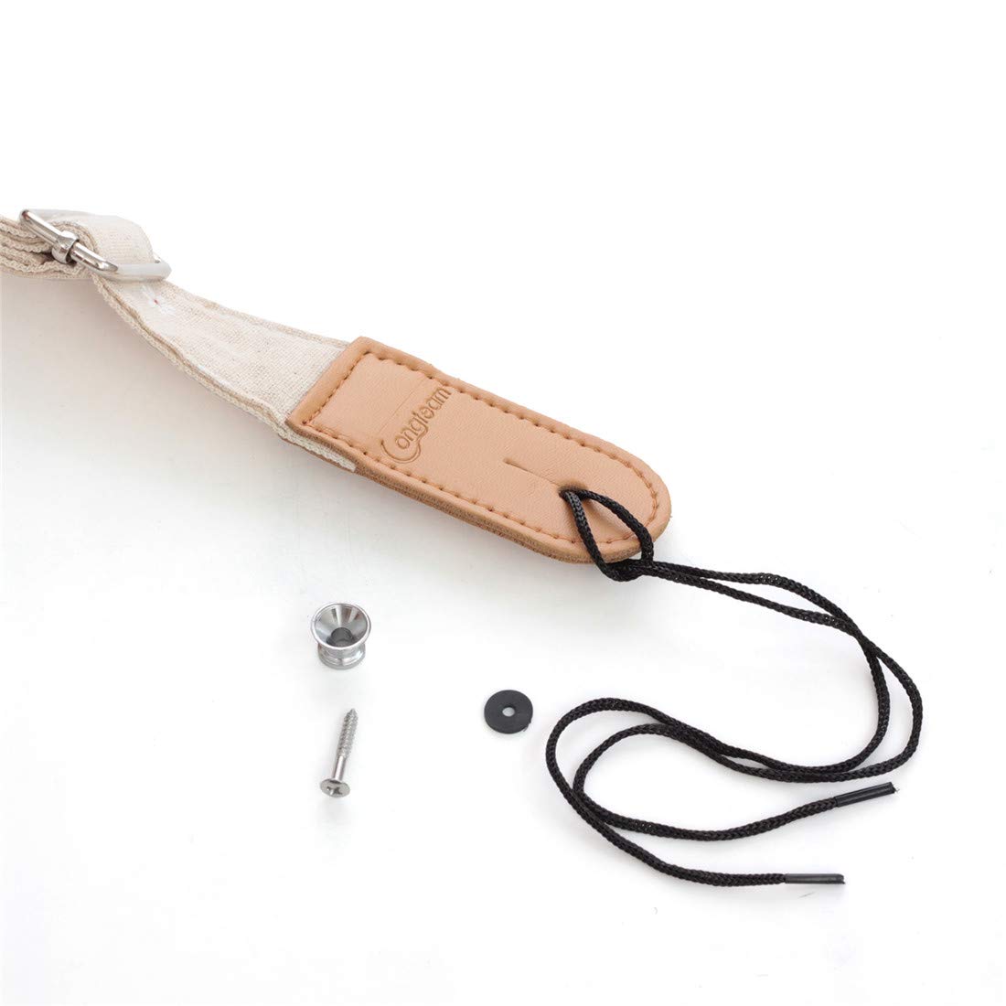 Longteam Simple Linen Leather Ukulele Strap Adjustable Length Durable Uke Straps With Nail, Rope, Picks (Daisy)