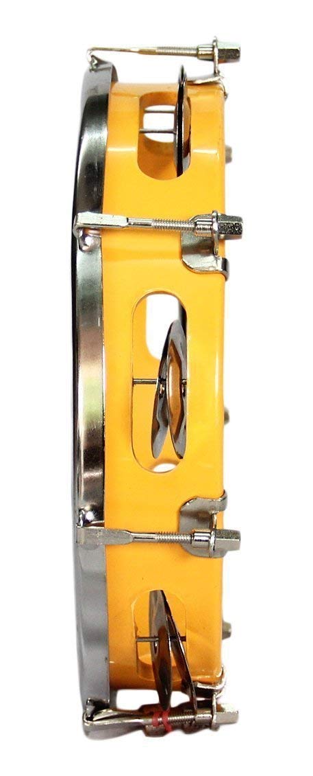 Master Stock HJ75 Tambourine/Fibre Dafli Random colour 10 inch Hand Percussion Musical Instrument (yellow)