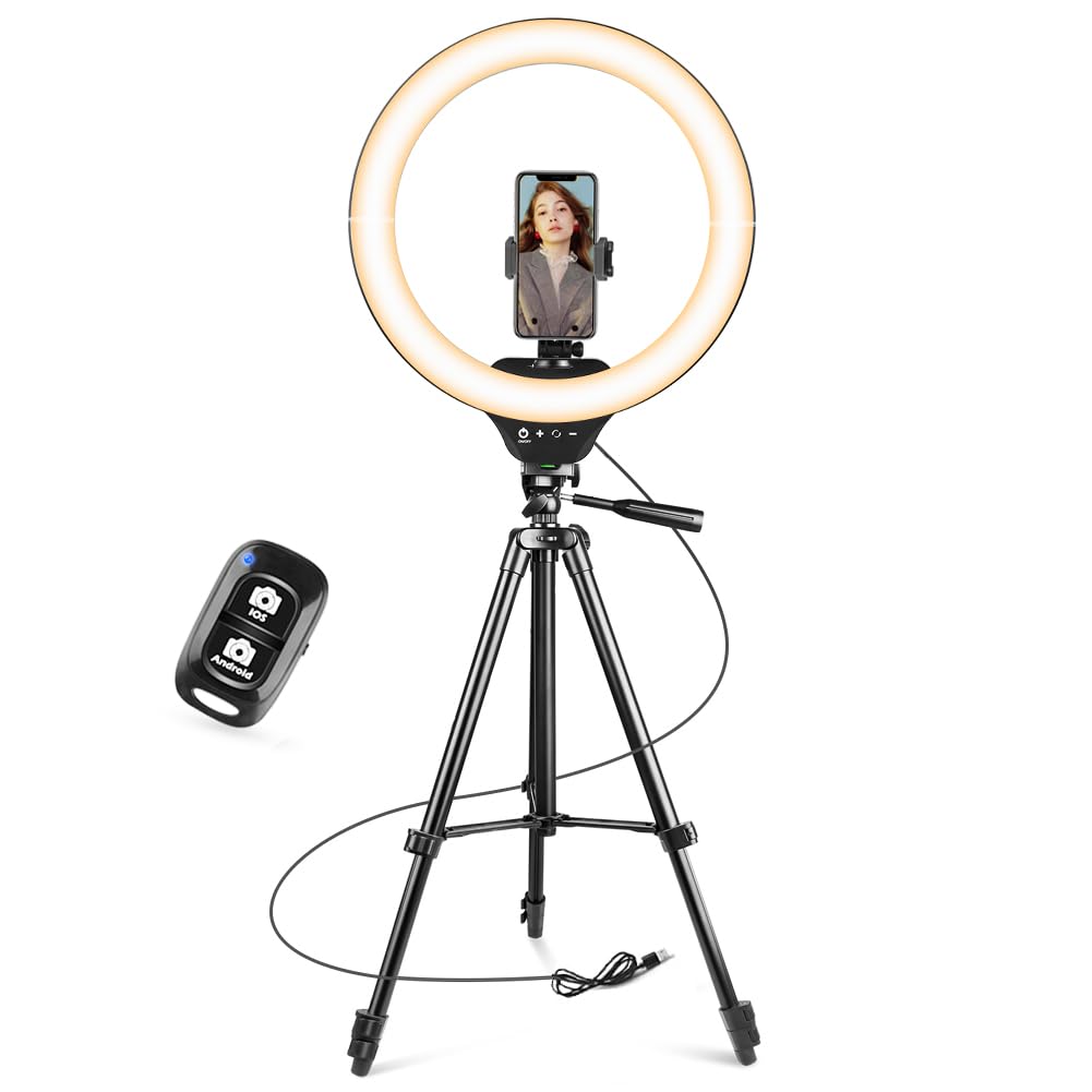 Sensyne 14'' Ring Light With 50'' Extendable Tripod Stand, Led Circle Lights With Phone Holder For Live Stream/Makeup/Youtube Vi