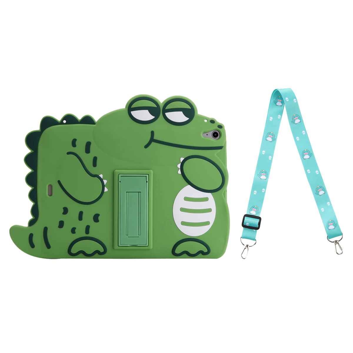 Lubiogio 3D Cute Crocodile Case For Ipad Mini 4Th 5Th Gen 7.9 Inch With Strap,Kawaii Cartoon Green Crocodile Soft Silicone Case