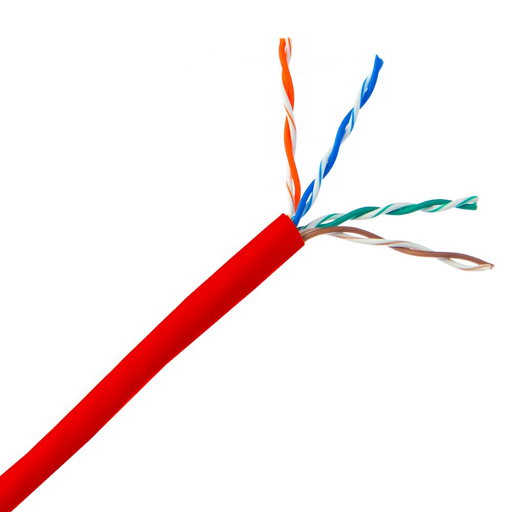 Cablewholesale 1000 Foot Bulk Cat6 Ethernet Cable, Plenum Rated (Cmp), Red Ethernet Cable, 23 Awg 4 Pair Solid Bare Copper, Utp
