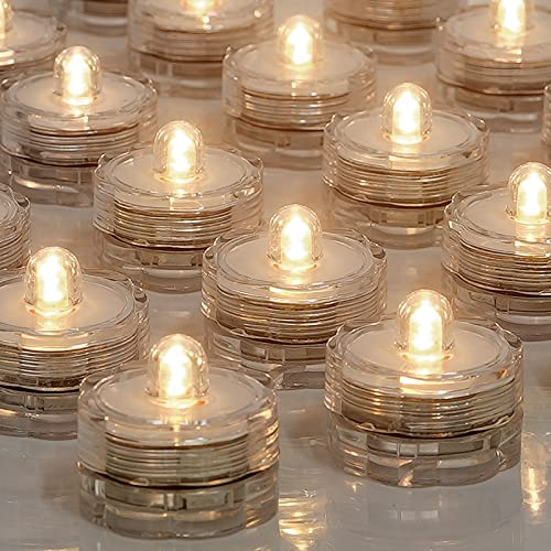 Shymery Submersible Led Lights,24 Pack Flameless Underwater Tea Lights,Battery Powered Small Bright Waterproof Tea Lights Candle