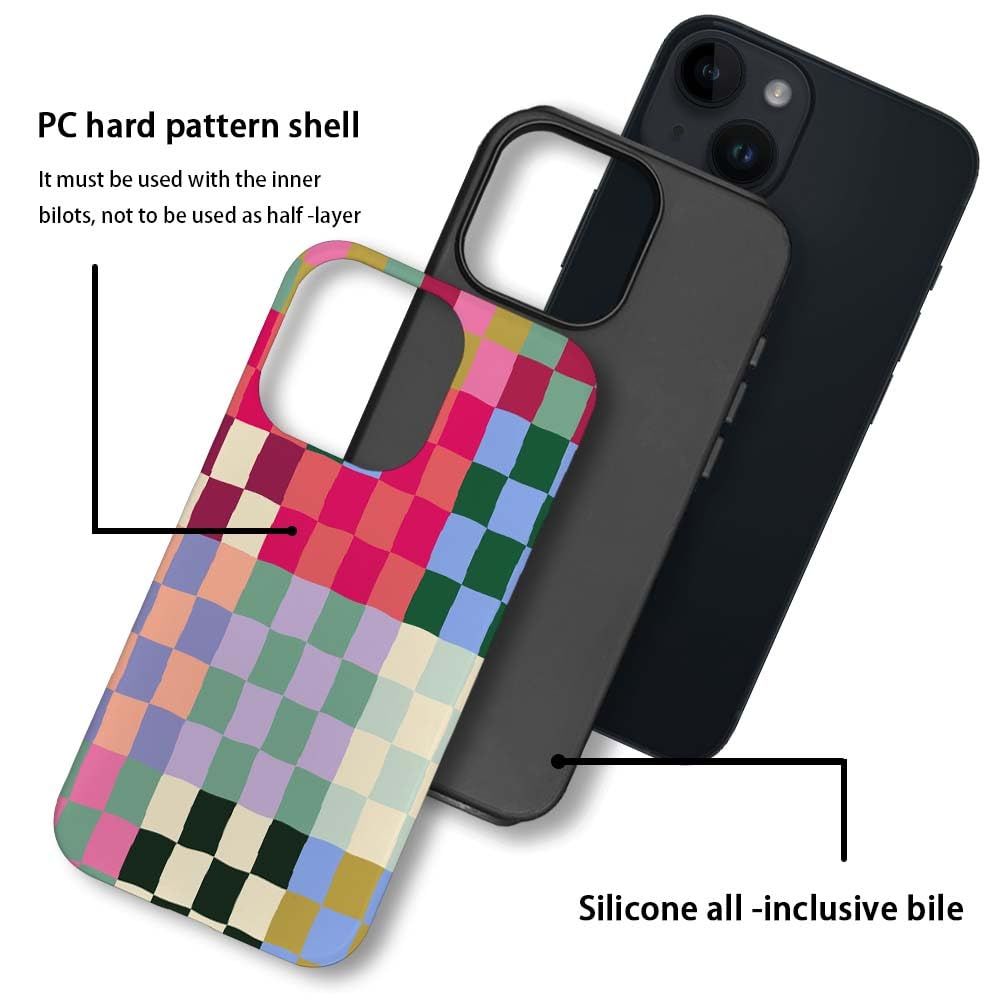 Seized Case Compatible With For Iphone 14,Colorful Checkerboard Phone Case For Girl Women Boy Men,Durable Protection Case For Ip