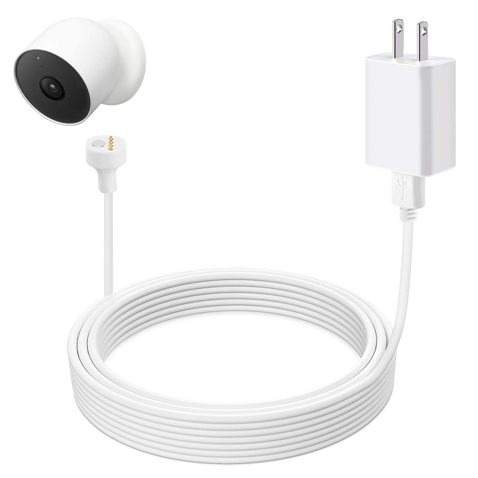 Sudenwlis Power Cable For Google Nest Cam Outdoor Or Indoor, Battery(2Nd Generation) 16Ft/5M Weatherproof Charging Cable With Ad