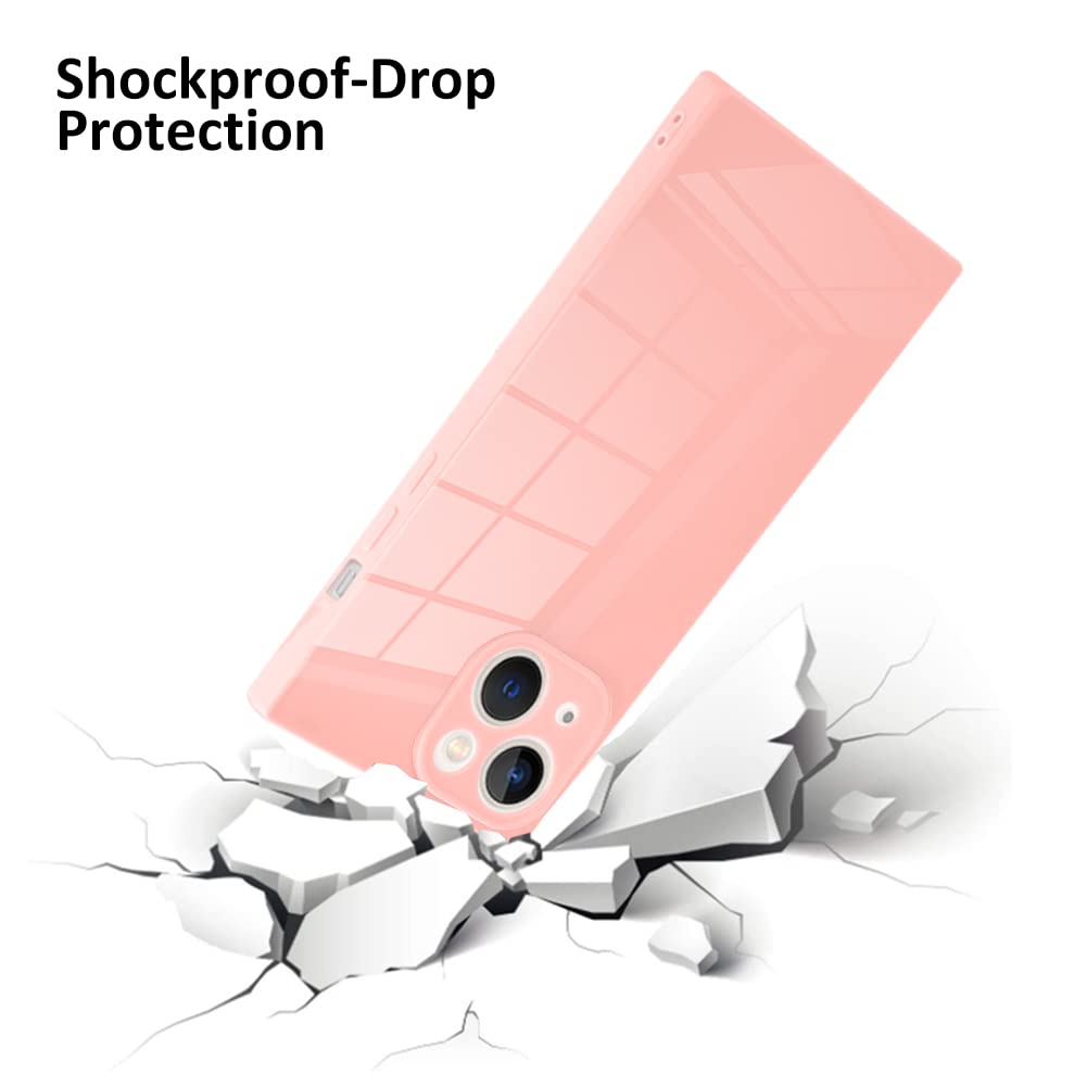 Lsl For Iphone 13 Case Square Pink Soft Tpu Bumper Anti Fall Anti Scratch Shockproof 360 Degree Heavy Duty Protective Wireless S