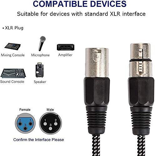 Kinxiyu Xlr Cable 20 Ft, 3 Pin Nylong Braided Balanced Xlr Male To Xlr Female Microphone Dmx Patch Cords (Pure Copper Conductors