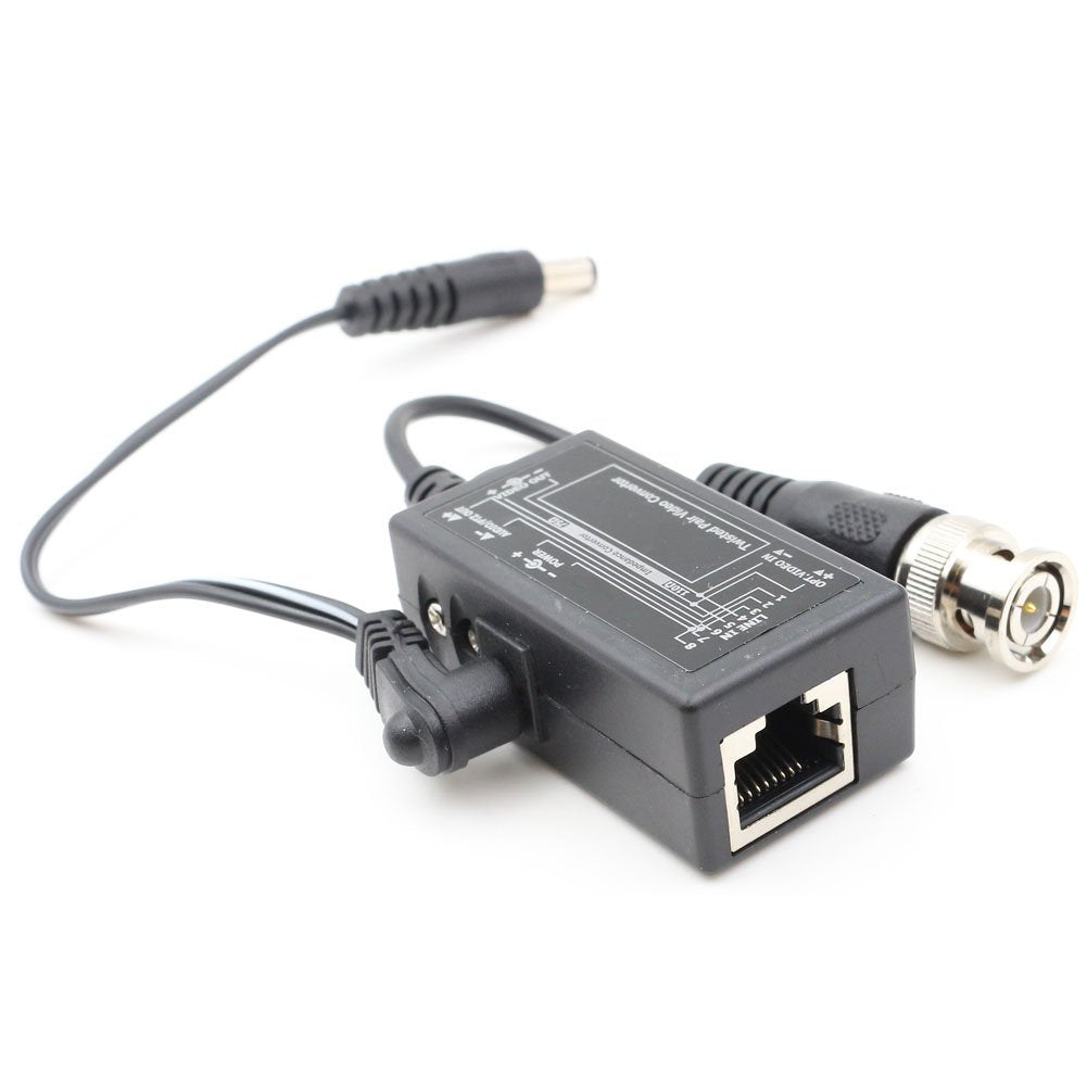 Anhan Passive Video Balun With Power Bnc To Rj45 Adapter Cat5 / Cat6 Cable To Bnc Male Network Transceiver For Cctv Security Sur
