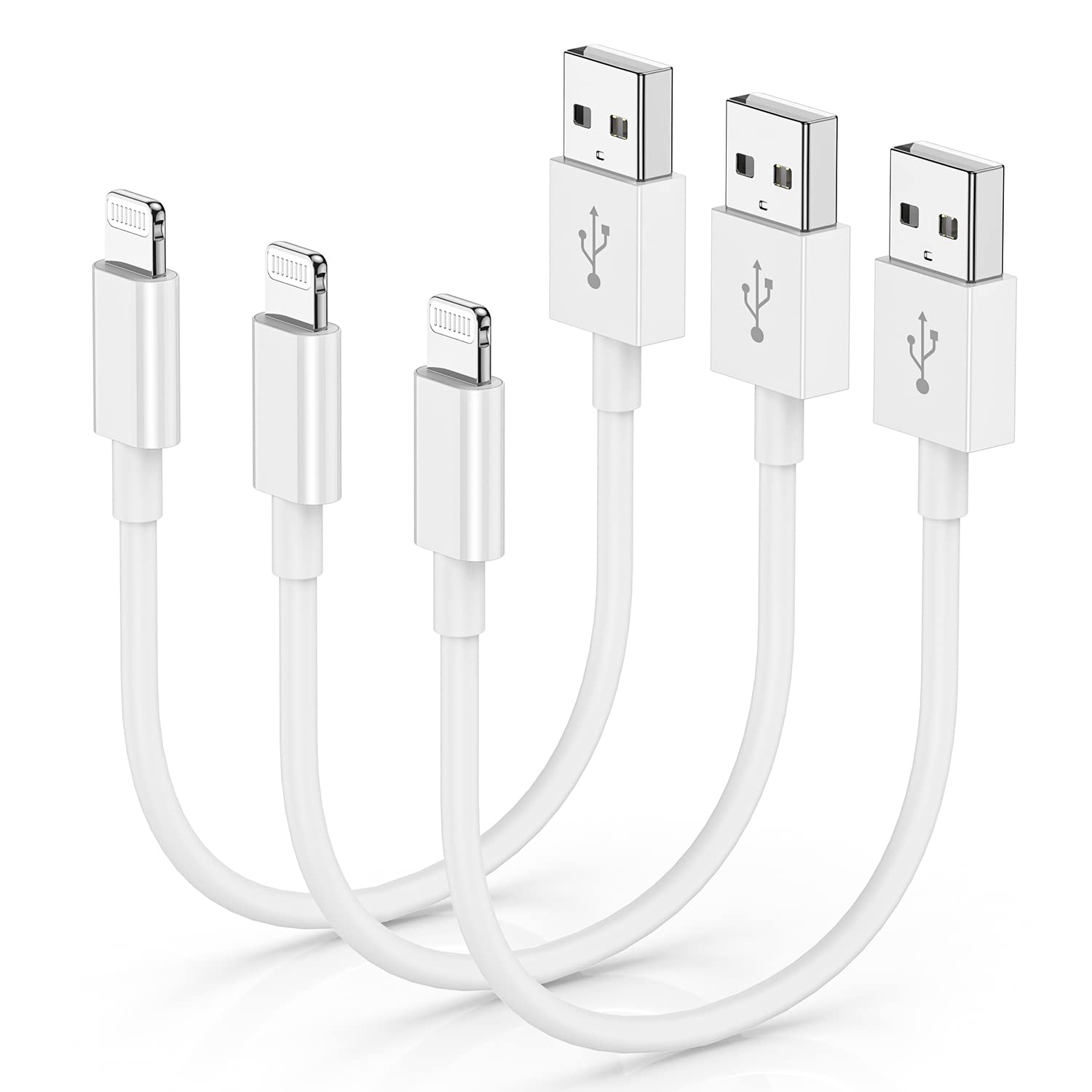 3 Pack Apple Mfi Certified Iphone Charger Cable, Apple Lightning To Usb Cable Cord, 2.4A Fast Charging Apple Phone Long Chargers