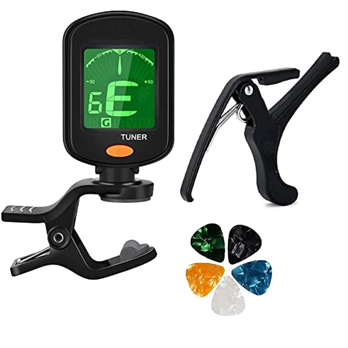 Flare Guitar Tuner Clip On Chromatic Digital Tuner With Guitar Capo Metal Alloy Spring Guitar Capotastos For Acoustic Guitar, El
